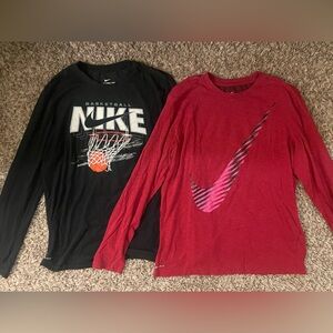 Nike Dri-Fit Black and Red Long Sleeve Shirts